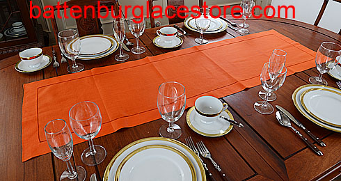Table runner. Solid Color. Flame Orange 16x54 - Click Image to Close